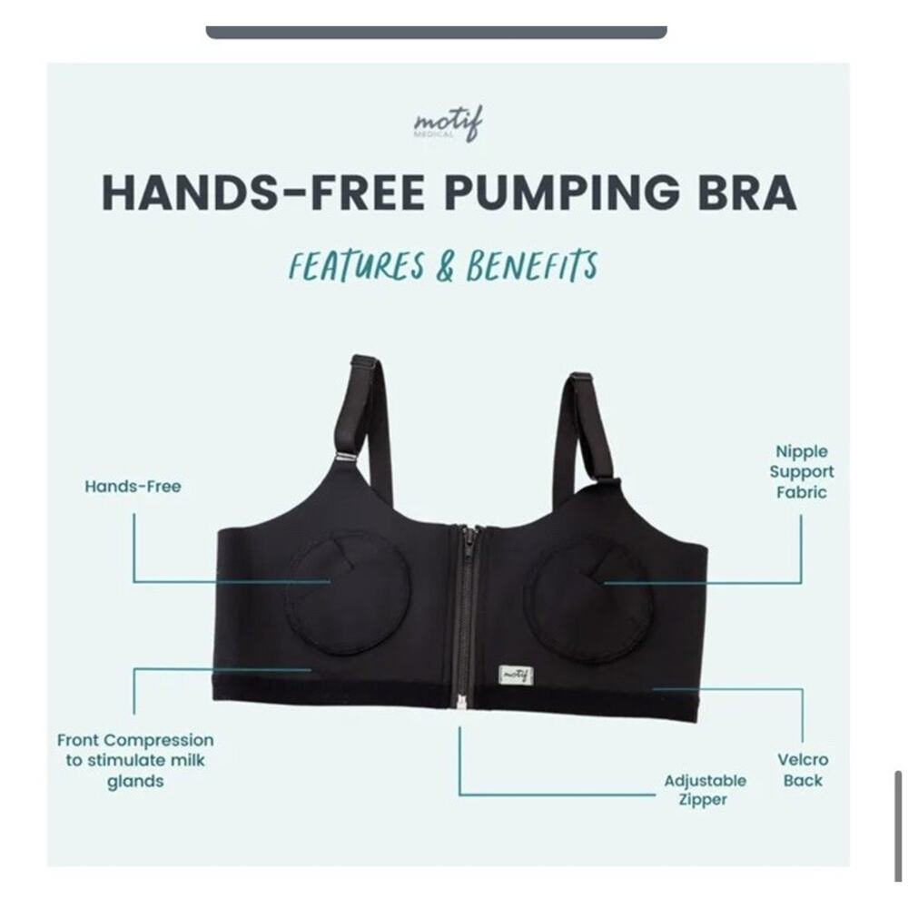 Motif Hands Free Size XS-L‎ Black Pumping Bra Womens Breastfeeding/pumping